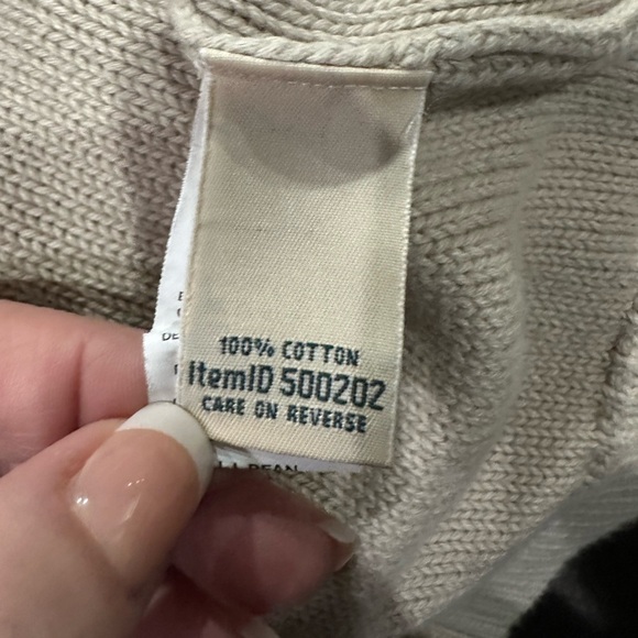 L.L. BEAN Khaki Cable Button Down Cardigan with Pockets, EUC! - Picture 5 of 6